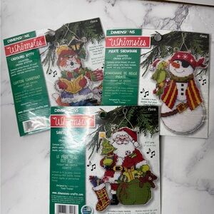 Lot of 3 Dimensions Whimsies Christmas Cross Stitch Kits NEW Sealed